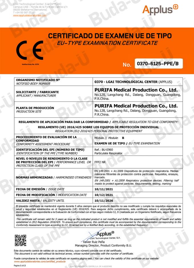 Certificado del módulo B del CE 0370 – 1of 2