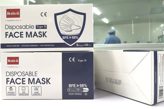 Tipo de partículas disponible médico azul II 10Pcs/Box de la máscara del respirador de 3 capas