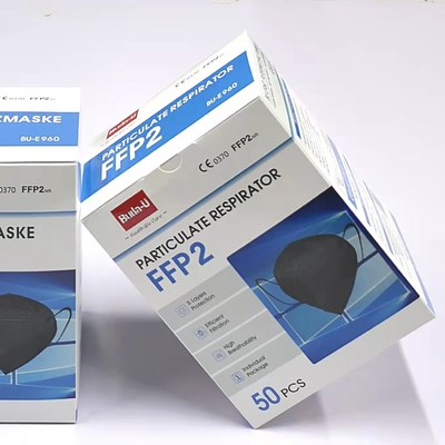 5 capas de la máscara disponible del respirador FFP2, mascarilla no tejida, CE certificaron la máscara de polvo FFP2, impresión de grabación en relieve negra