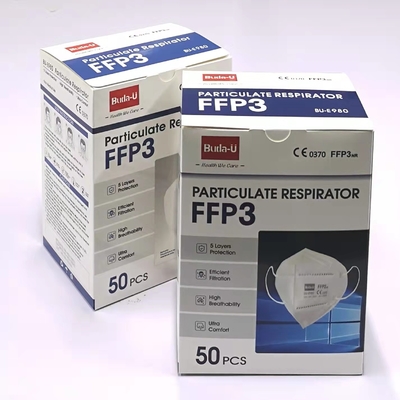 Certificación de partículas del CE de la máscara del respirador FFP3, FFP3 máscara con ganchos, ningún respirador de la mascarilla de la banda principal FFP3