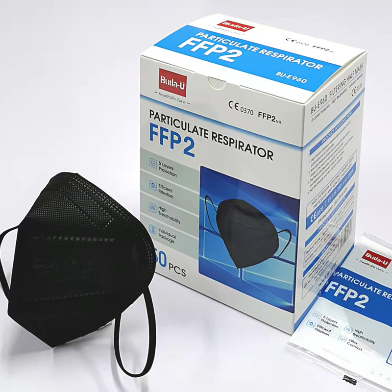 Máscara anti de la filtración del negro FFP2 de la gotita con el paño de Meltblown de la eficacia alta