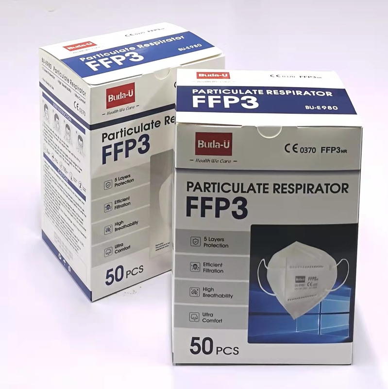 Certificación de partículas del CE de la máscara del respirador FFP3, FFP3 máscara con ganchos, ningún respirador de la mascarilla de la banda principal FFP3