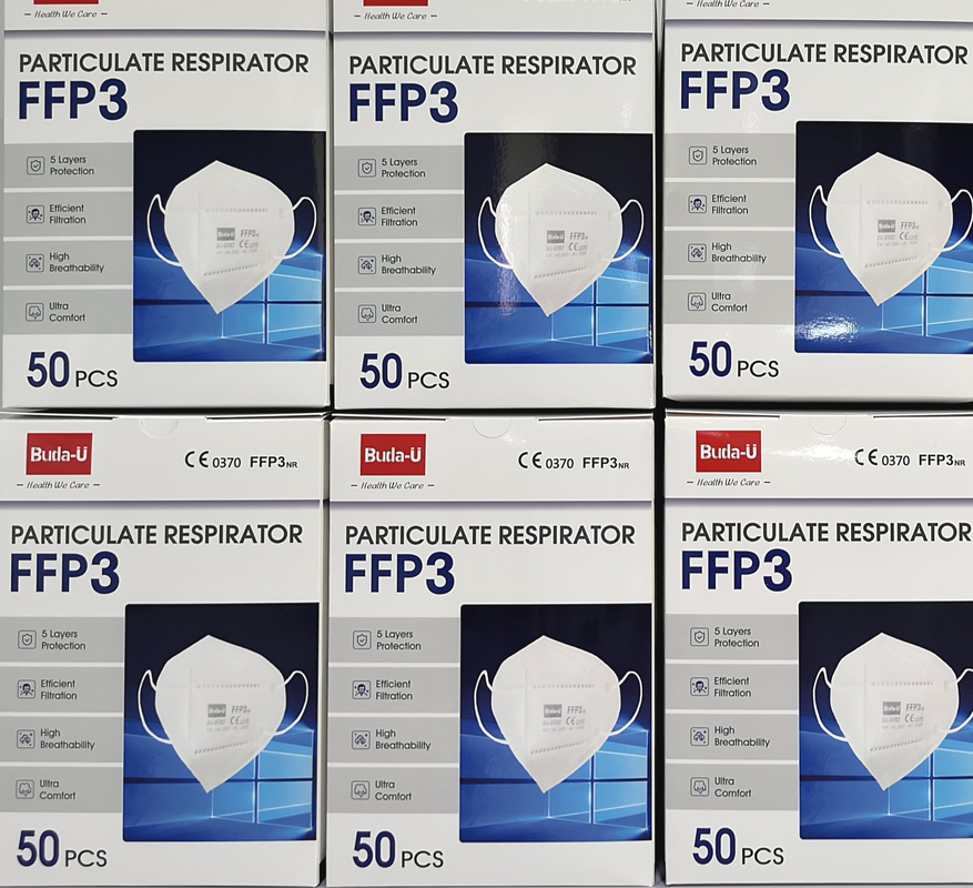 Mascarilla protectora disponible FFP3, ganchos elásticos, respirador de partículas FFP3 sin la válvula