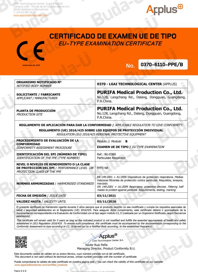 Certificado del módulo B del CE 0370 – 1of 2