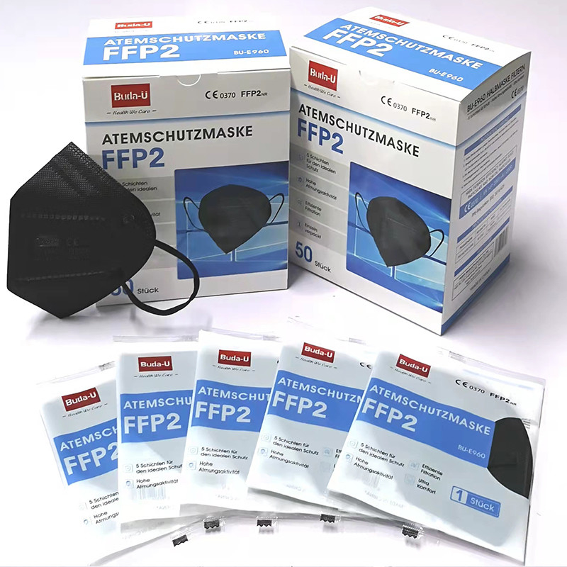 FFP2 negro que filtra la media máscara, la máscara no tejida del respirador, el total 5 capas con la alineación de blanco de la capa, el CE 0370 y el FDA