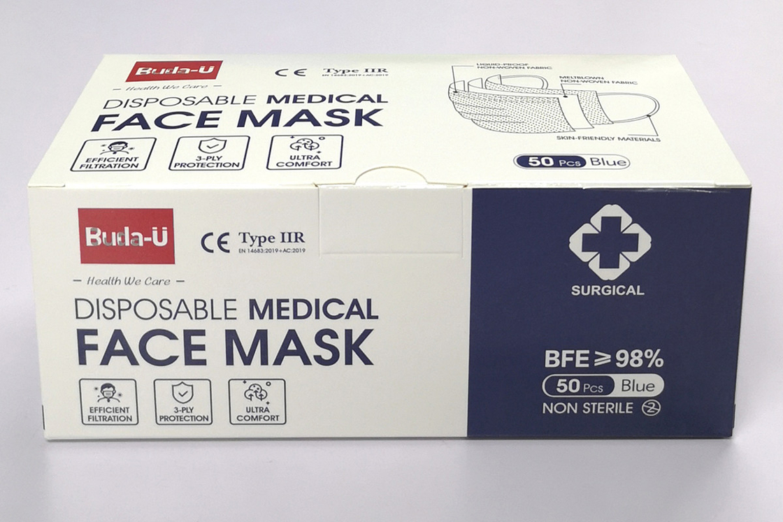 Máscara disponible de 3 capas de Buda-U, mascarilla quirúrgica operativa del hospital, tipo IIR