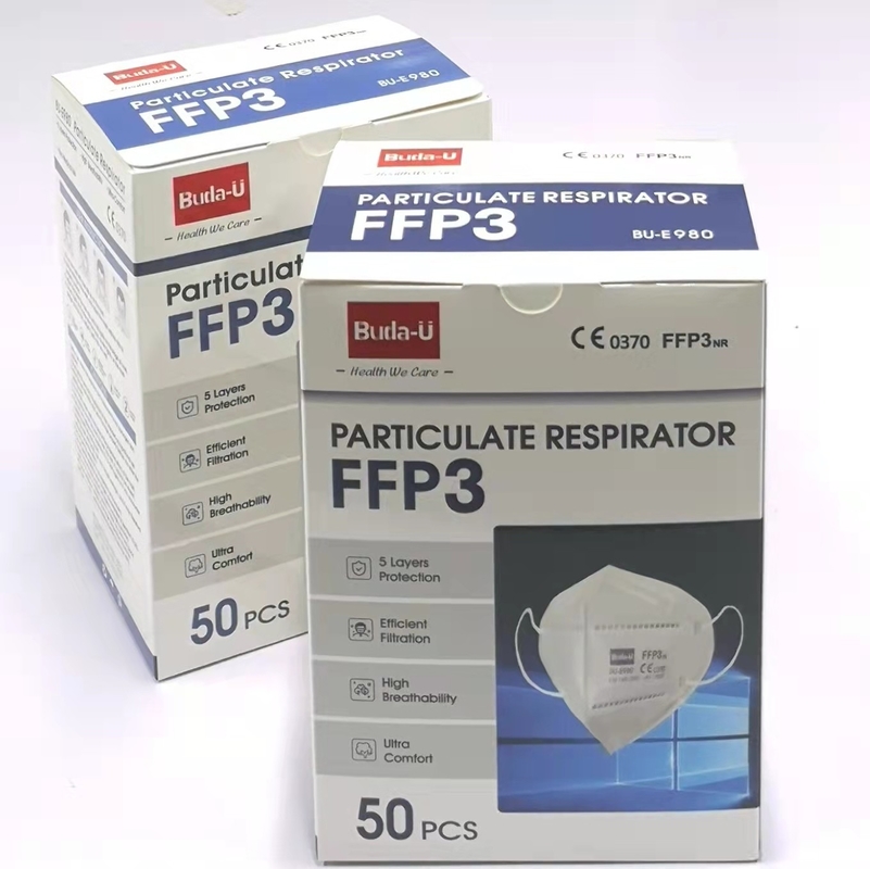Máscara del respirador de FFP3 NR con la certificación del CE 0370, máscaras de polvo de 5 capas FFP3, eficacia de la filtración del 99%